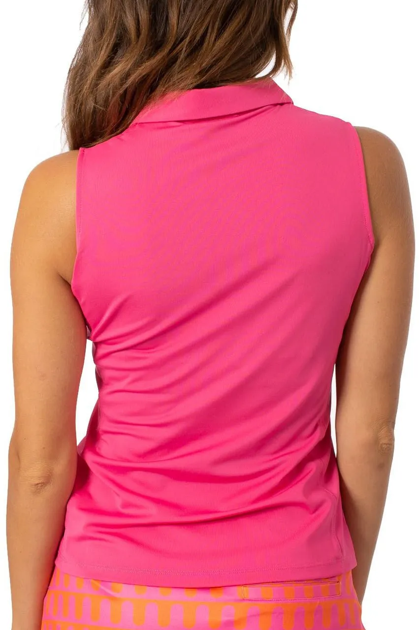 Hot Pink Sleeveless Ruffle Polo