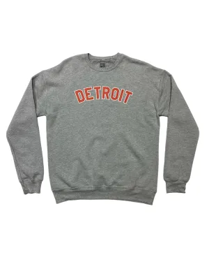 Ink Detroit - Red & White on Athletic Grey Crewneck