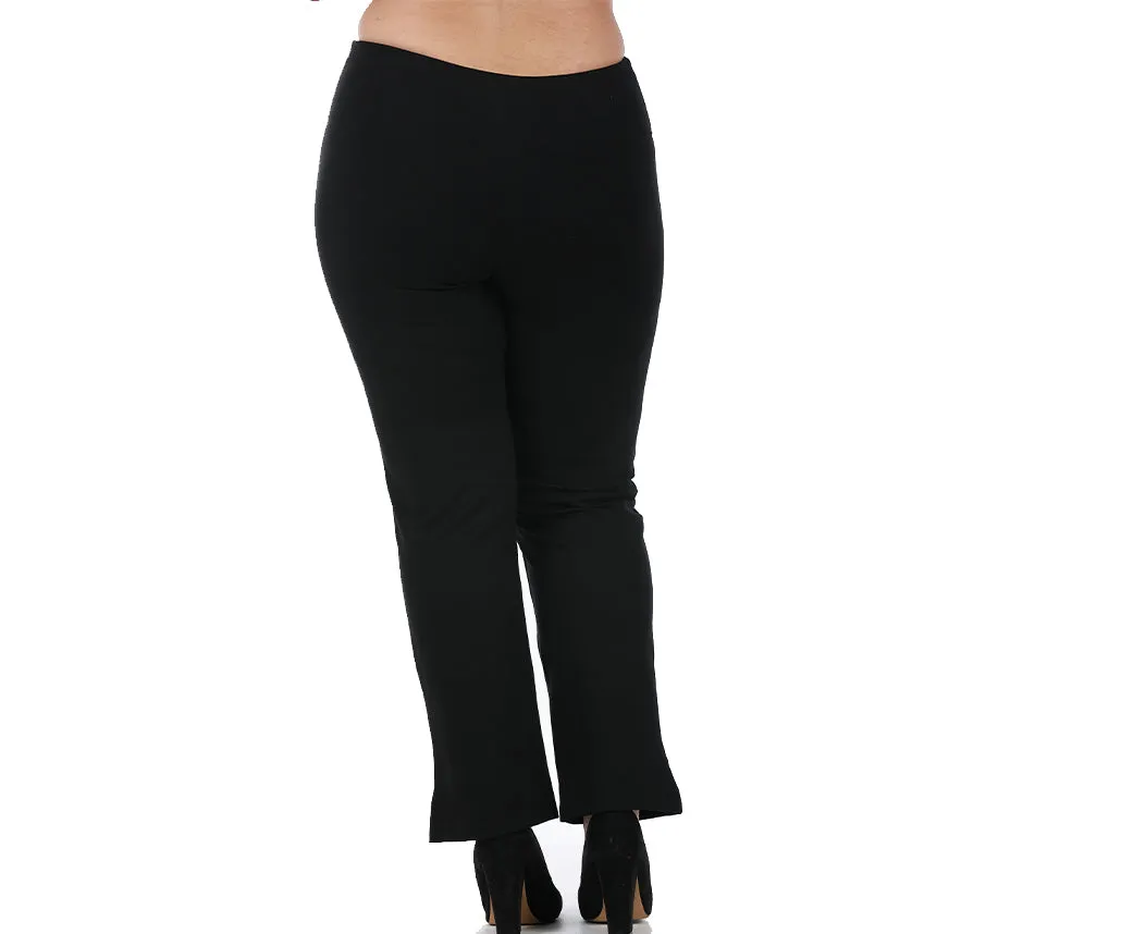 InstantFigure Curvy Plus Size Straight Leg Pant with Slit 16801MC