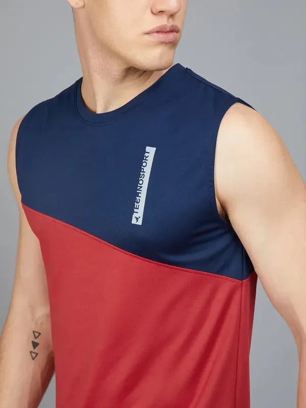 Men Colorblock Slim Fit Crew Neck Innerwear Vest with TECHNO COOL 