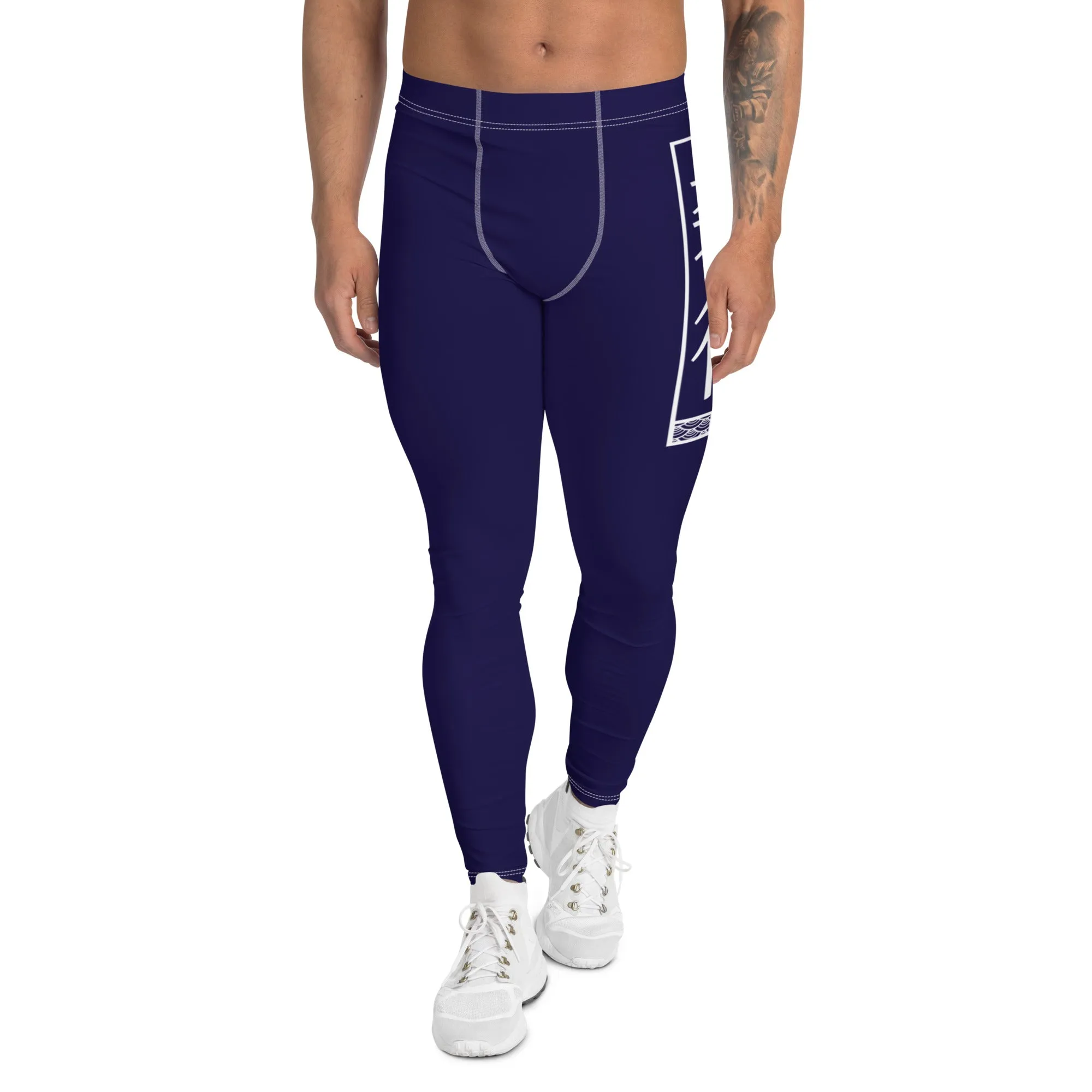 Men's Athletic Workout Leggings For Jiu Jitsu 002 - Midnight Blue