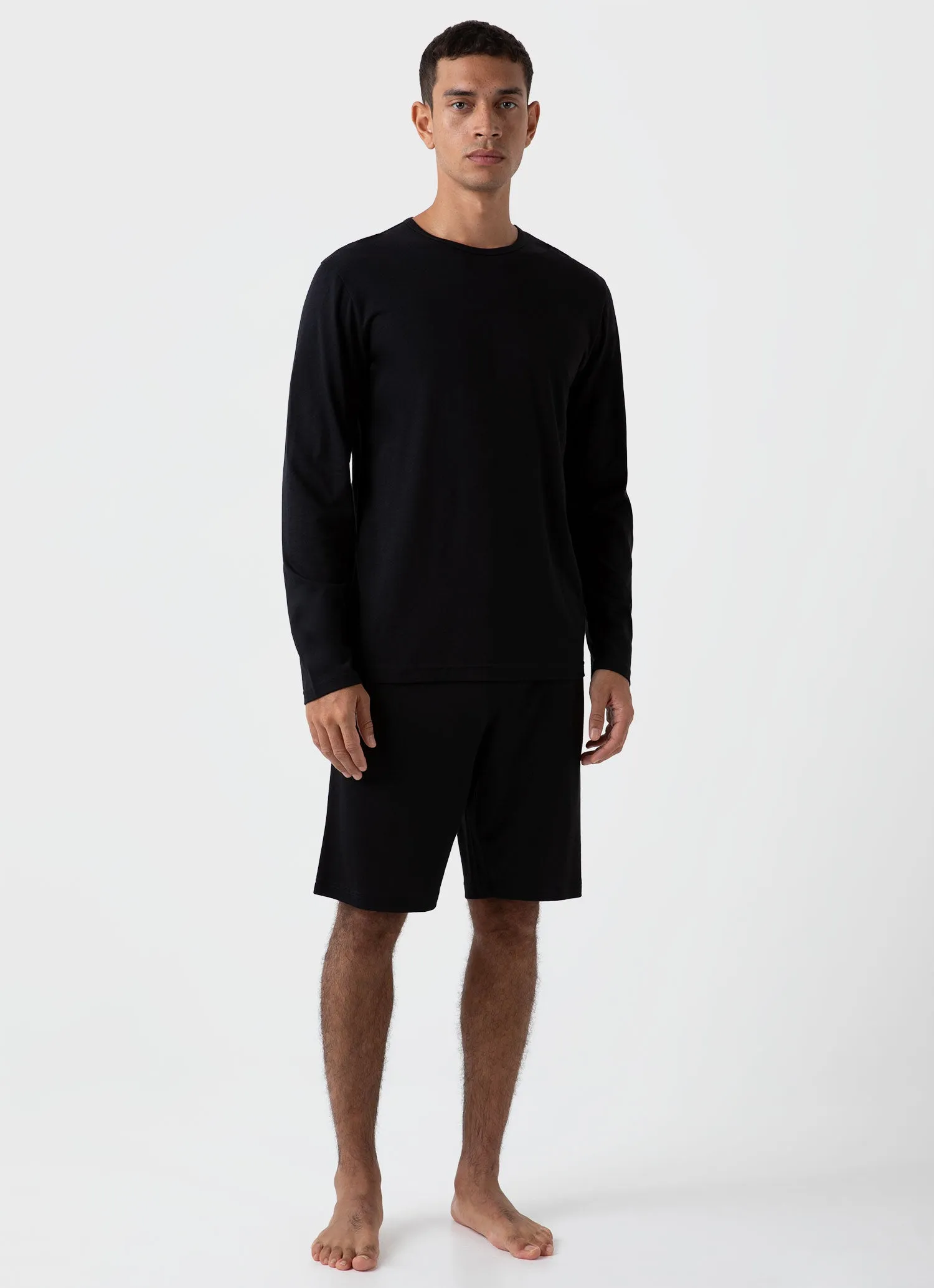 Men's Cotton Modal Lounge Long Sleeve T-shirt in Black