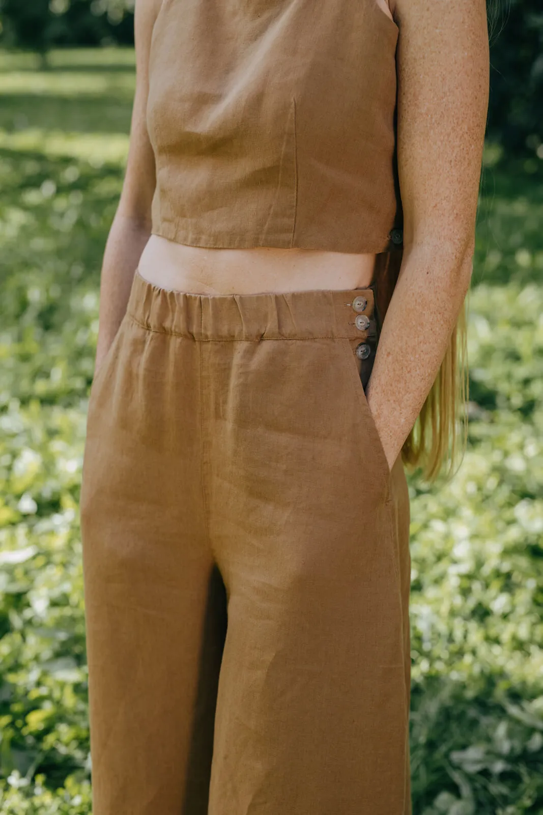 Midi Charlotte Trousers, Hemp, Camel Brown