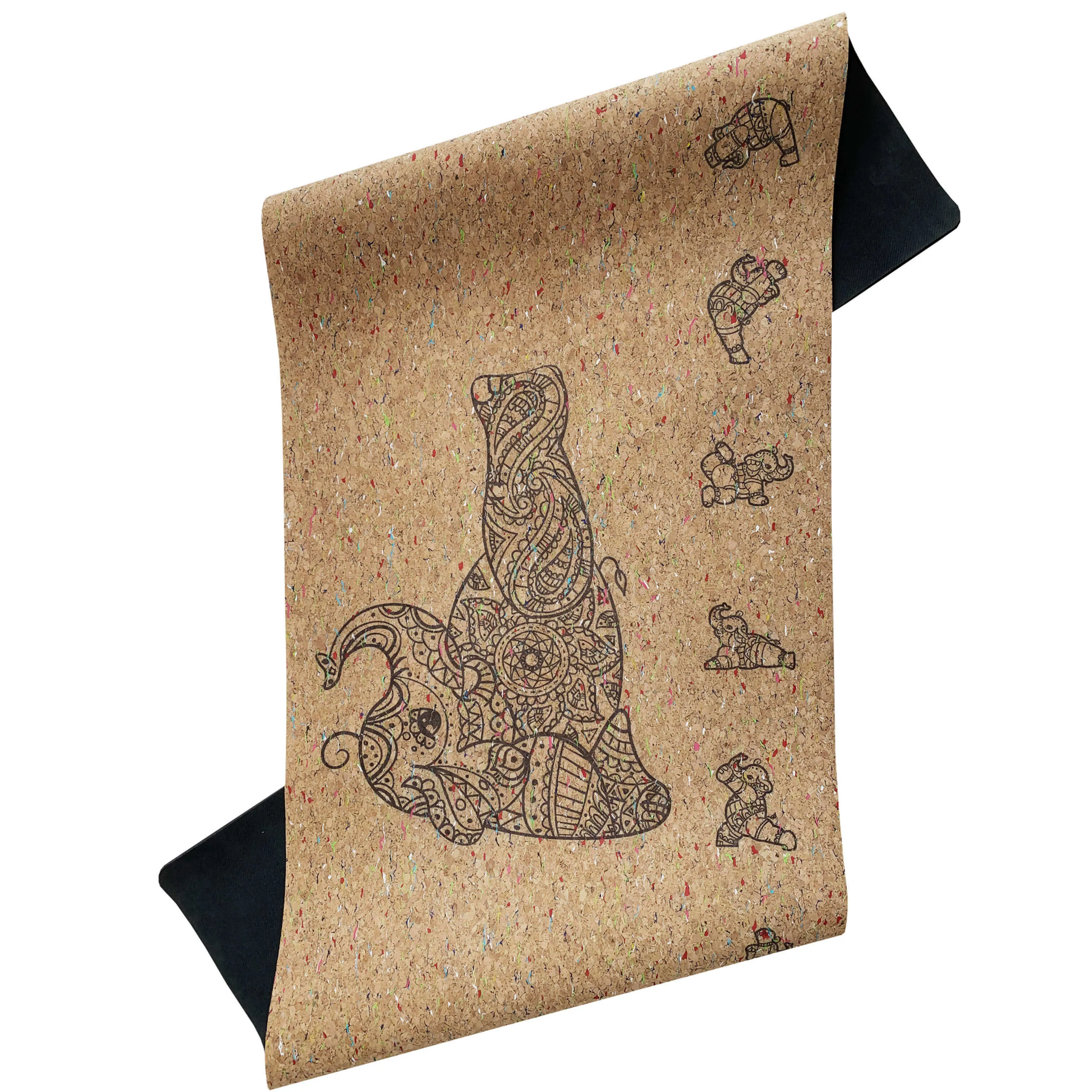 Non Slip Cork Yoga Mat | Cute Elephant