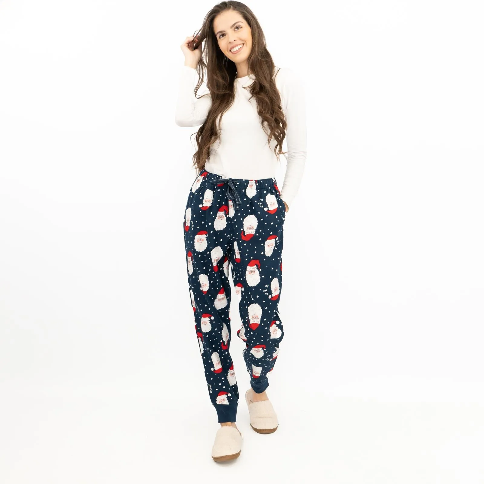 Old Navy Gap Womens Navy Santa Head Christmas Jogger Style Pyjama Bottoms Elasticated Waist Trousers