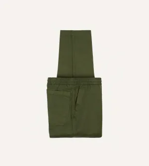 Olive Cotton Drawstring Trousers