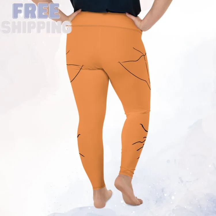 Orange Spider Print Plus Size Leggings for Halloween