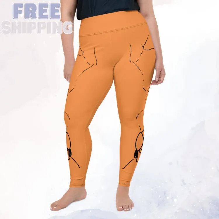 Orange Spider Print Plus Size Leggings for Halloween