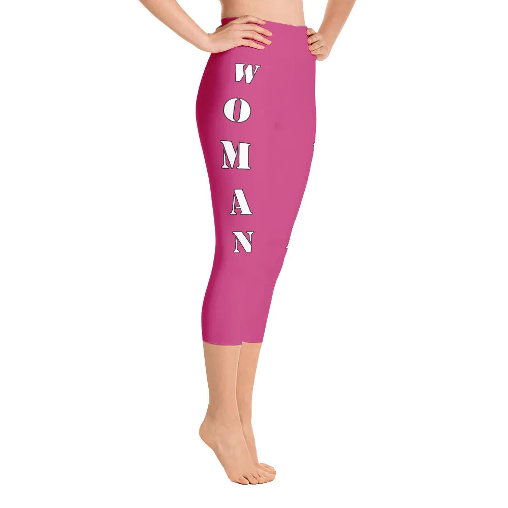 Our best viral leggings magenta woman power white letters