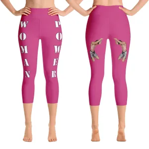 Our best viral leggings magenta woman power white letters