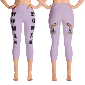 Our best viral leggings pale purple woman power black letters