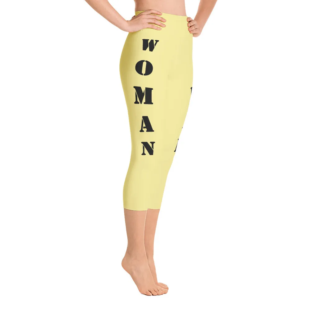 Our best viral leggings pale yellow woman power black letters