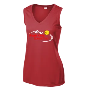 Park City Pickleball Club (Red Words) Customizable | Women’s Sleeveless Athletic Shirt | 100% Polyester