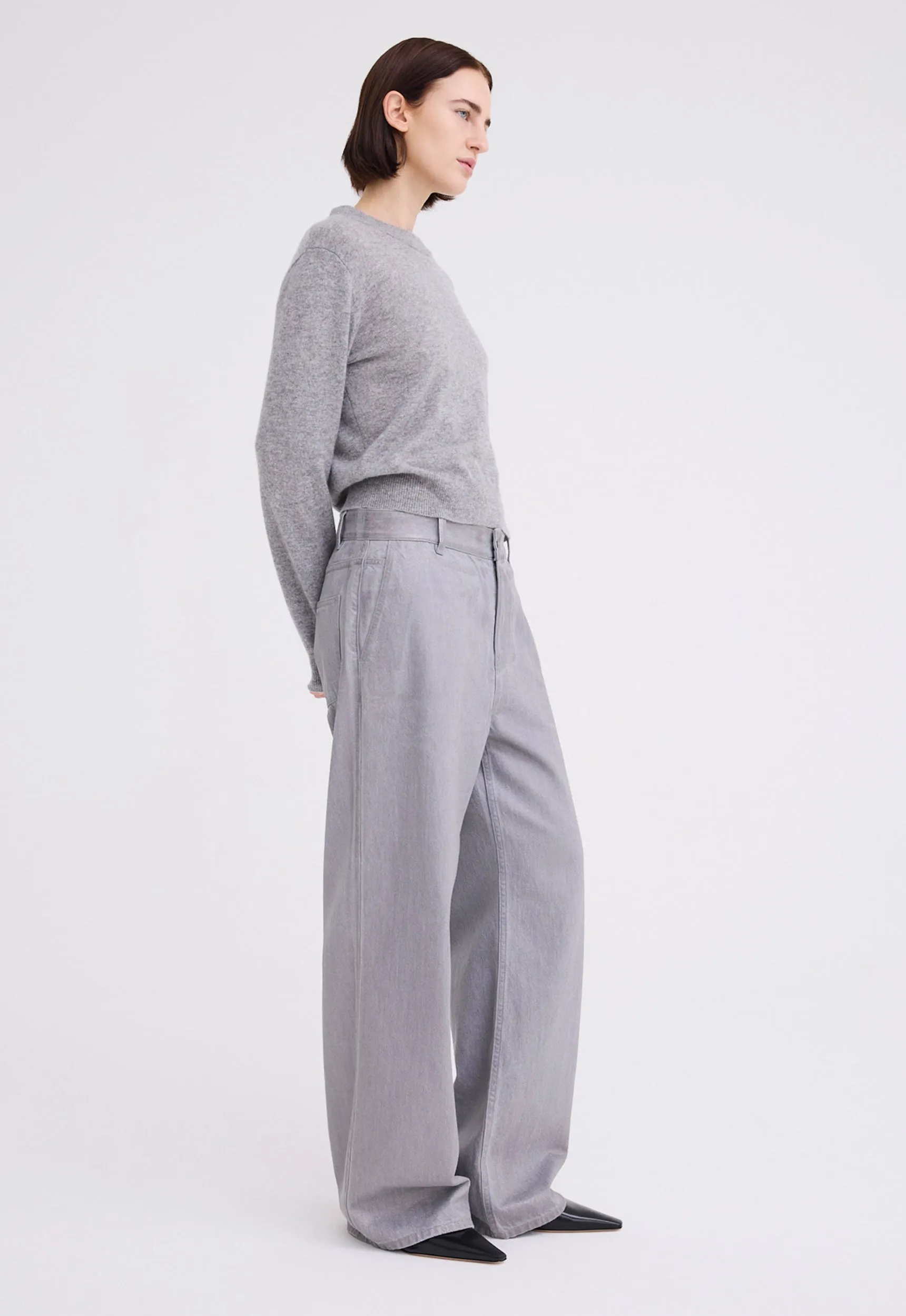 Peter Cashmere Sweater - Mid Grey Marle