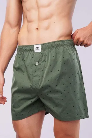 Polka Dots Woven Boxer Shorts - Green