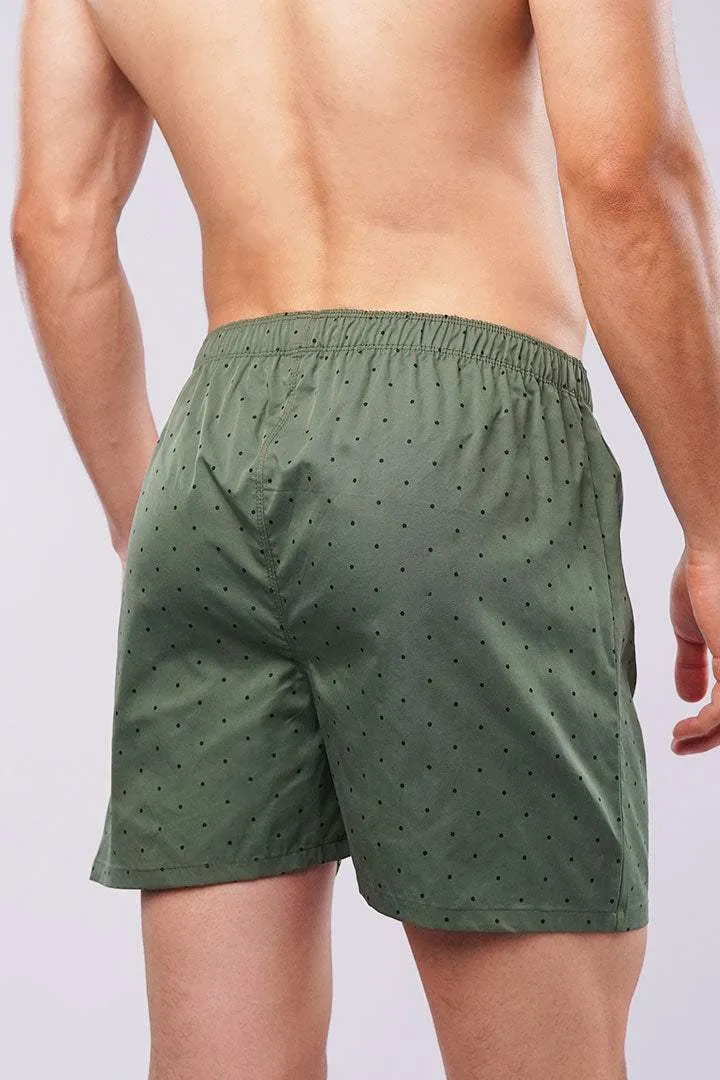 Polka Dots Woven Boxer Shorts - Green