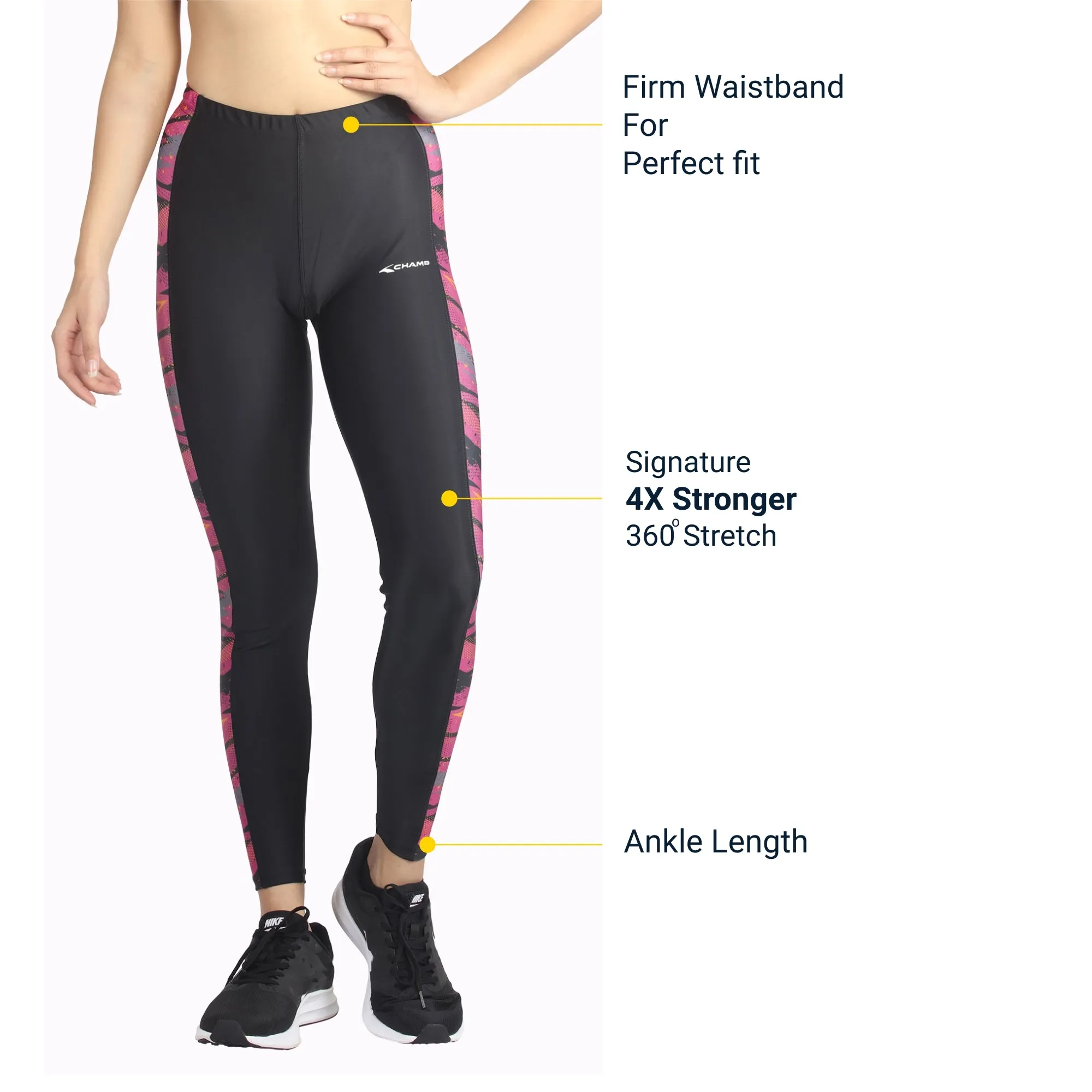 Power Block Women's LEGGING (Ideal for Running, Gym and Yoga) Anti Chafing