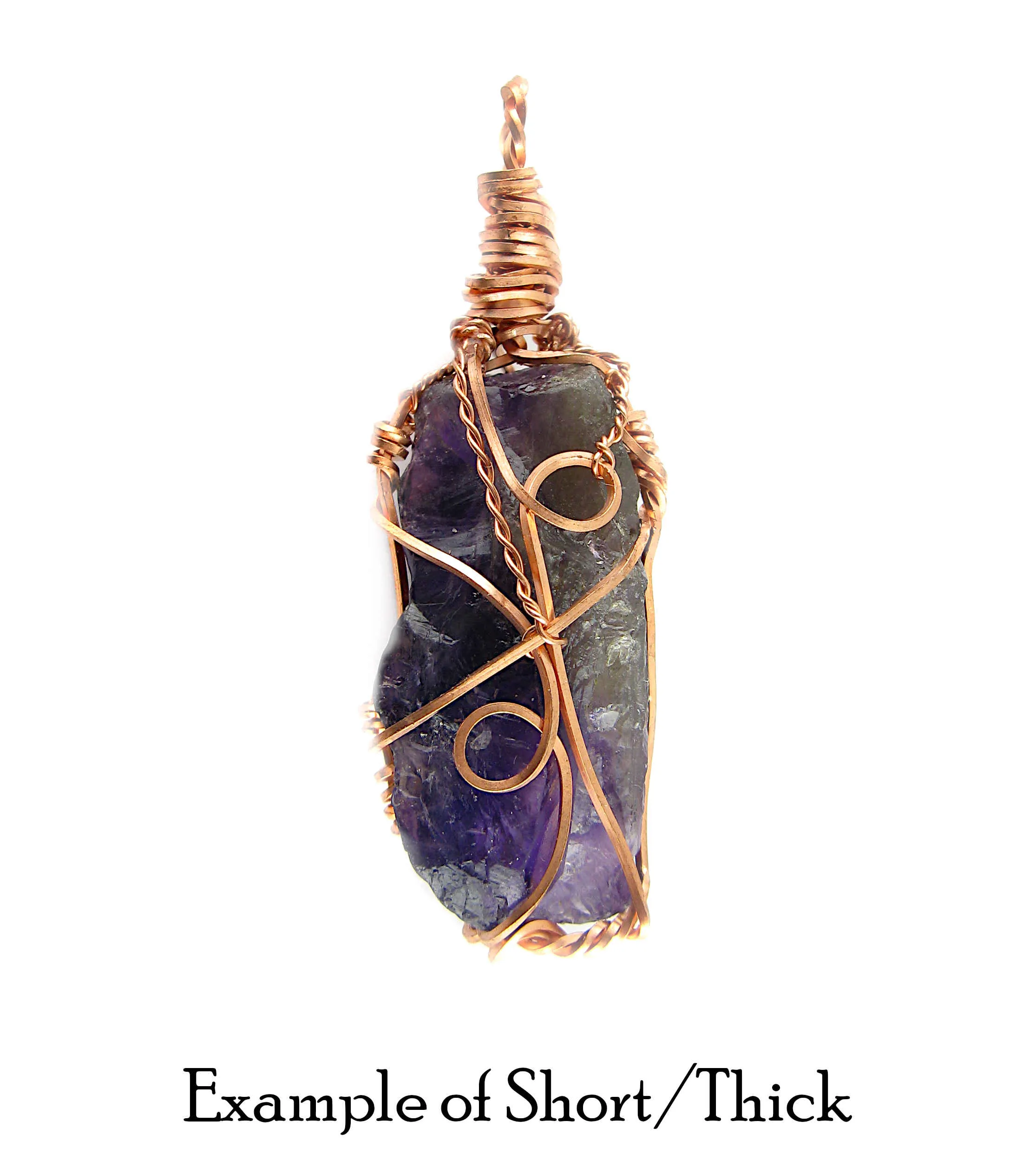 Raw Dark Purple Amethyst Crystal Reversible Pendant Necklace, Copper Wire-Wrapped, Handmade