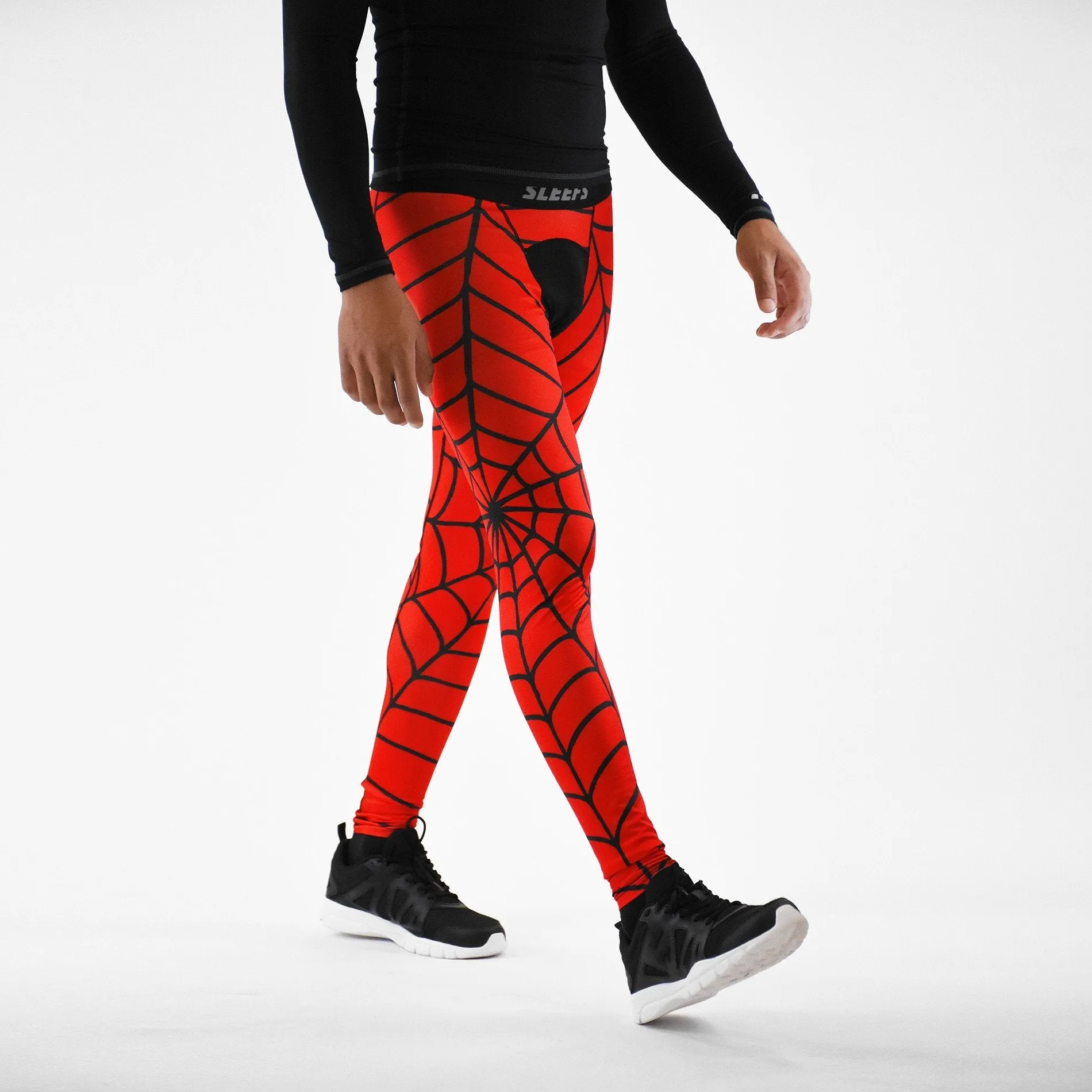 Red Web Pattern compression tights / leggings