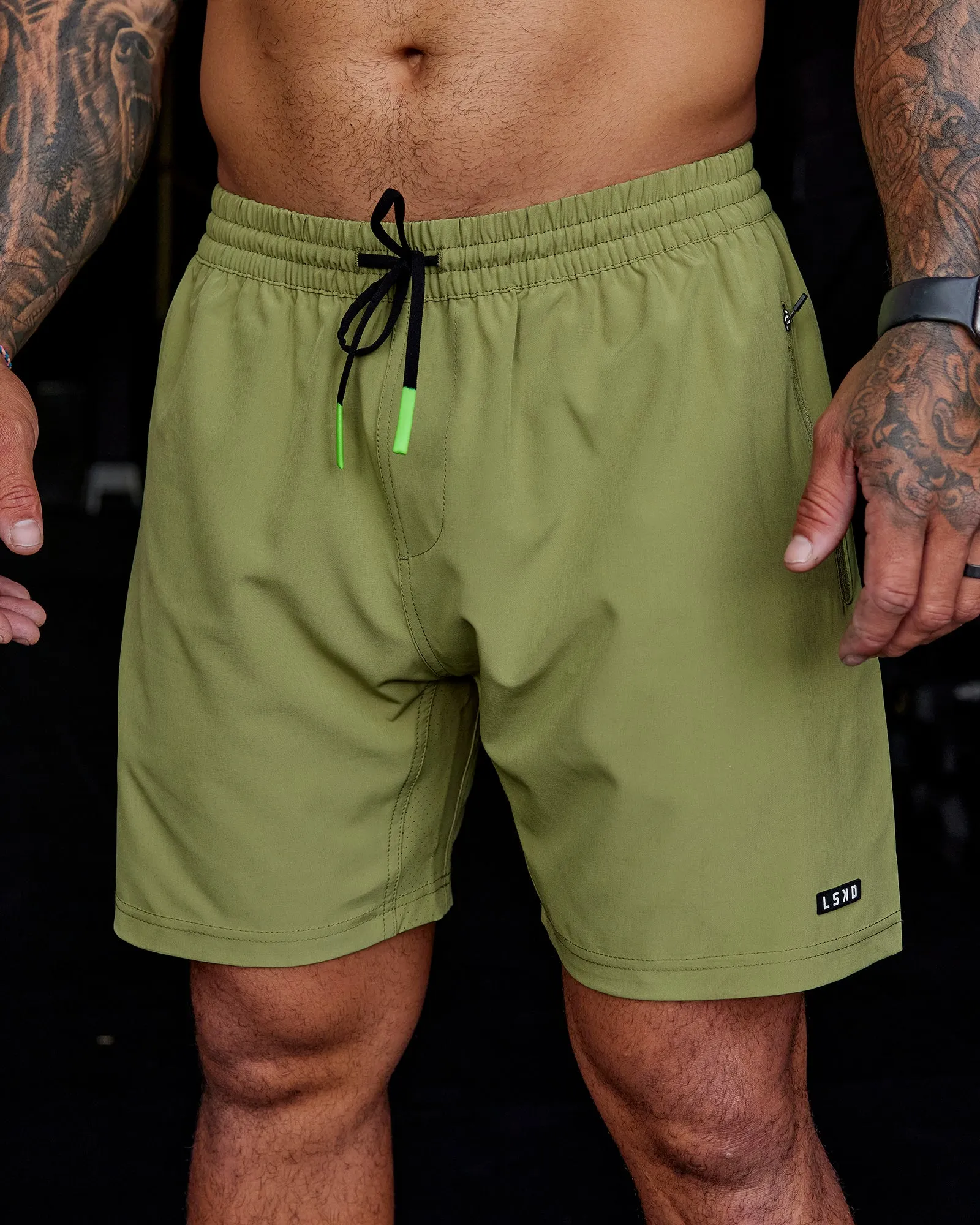 Rep 7" Performance Shorts - Moss Stone-Lime