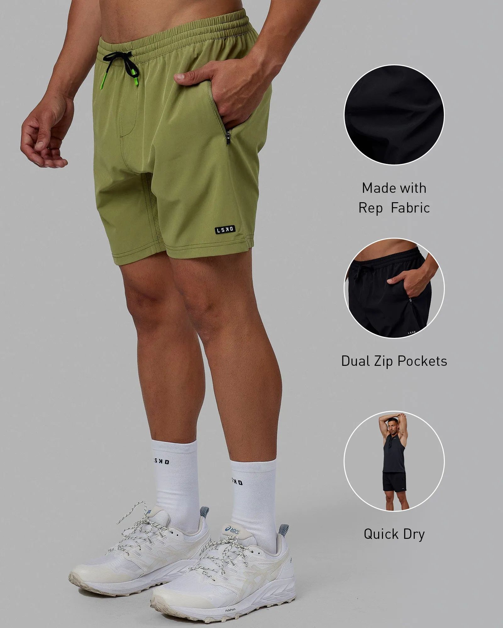 Rep 7" Performance Shorts - Moss Stone-Lime