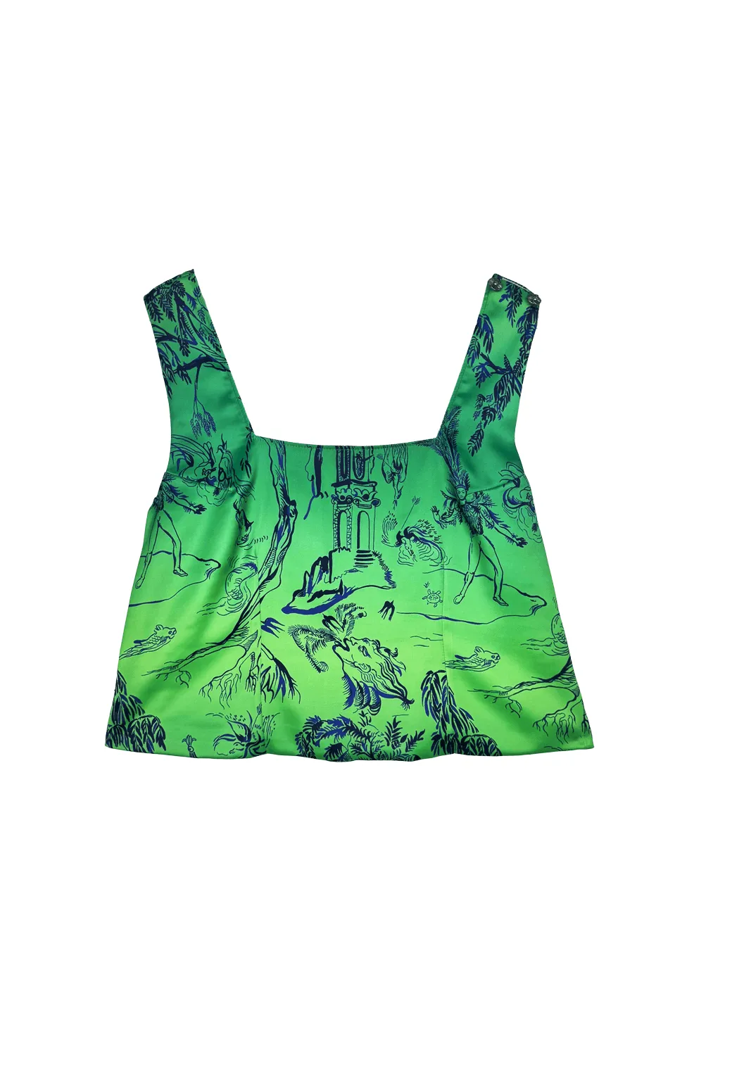 SAMPLE - Paulina Top - Kelly Green Chinoiserie