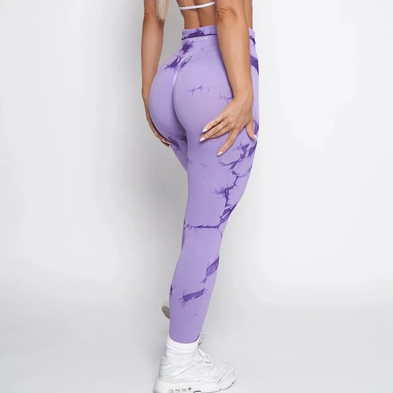 Seamless Leggings Pchee Bubble Gum Tie Dye Pants Leggings Gym Workout Fitness Leggings Running