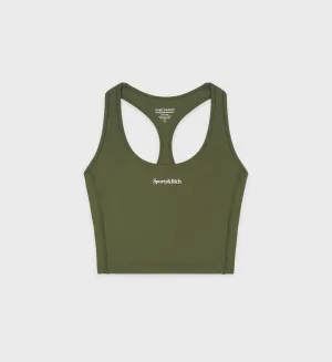 Serif Logo Sports Tank - Moss/White