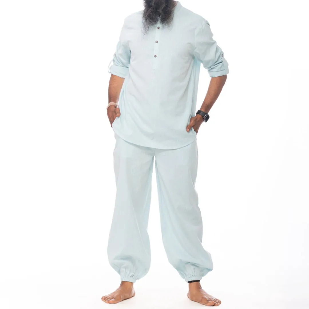 Sky-Blue Handwoven Cotton Yoga Jogger| Athleisure Jogger | Cotton Joggers for Men