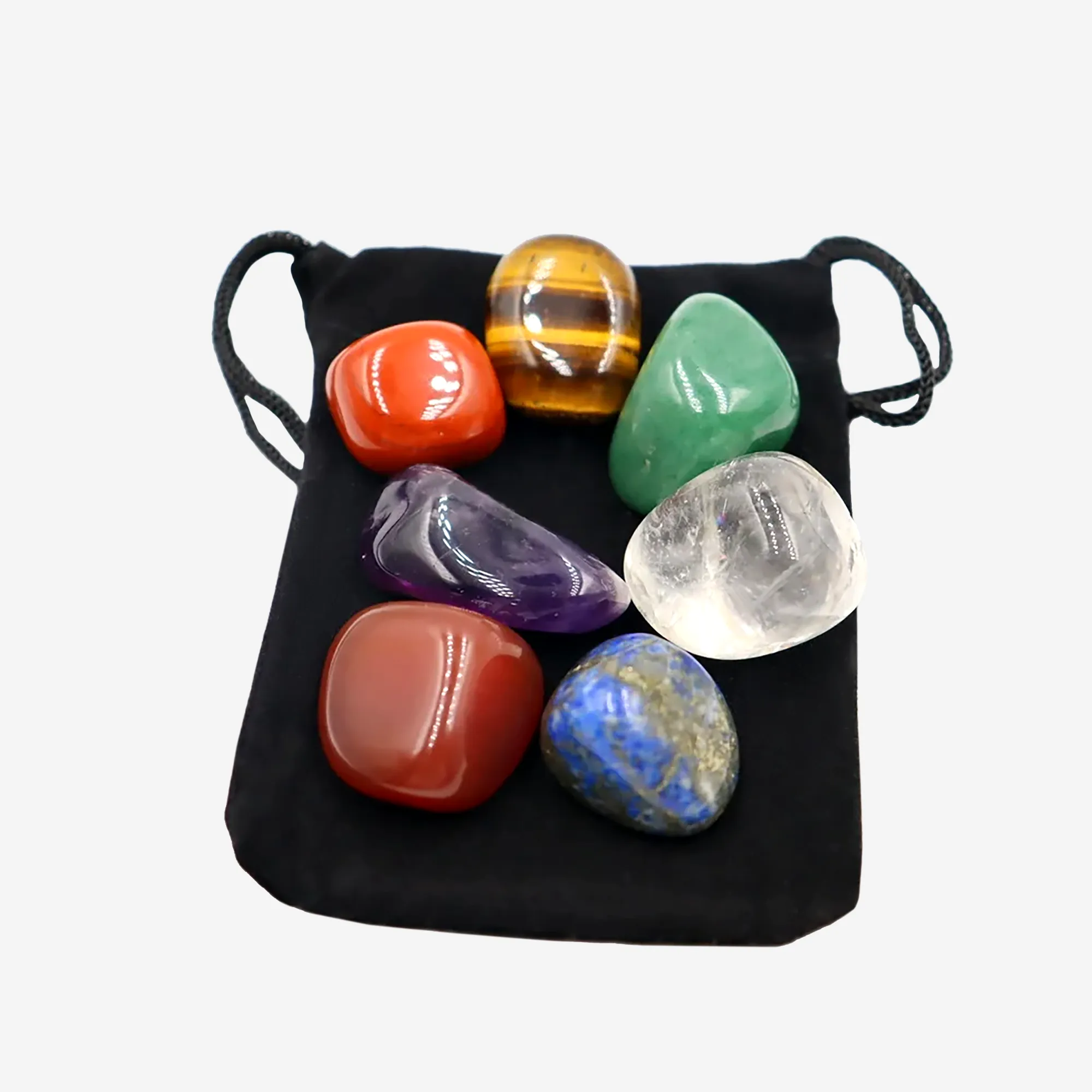 Spirit-Lifting Chakra Health Tumbled Reiki Stones Set of 7