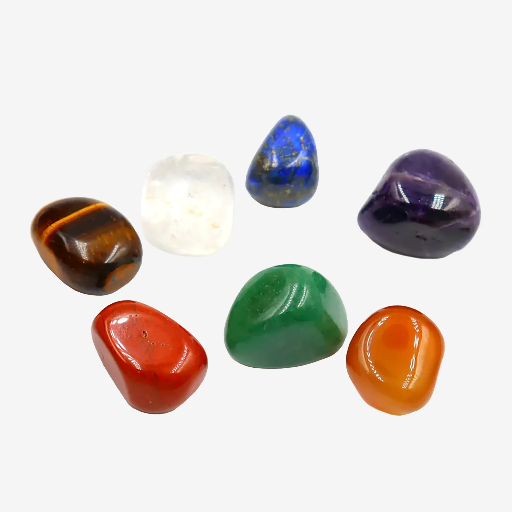 Spirit-Lifting Chakra Health Tumbled Reiki Stones Set of 7