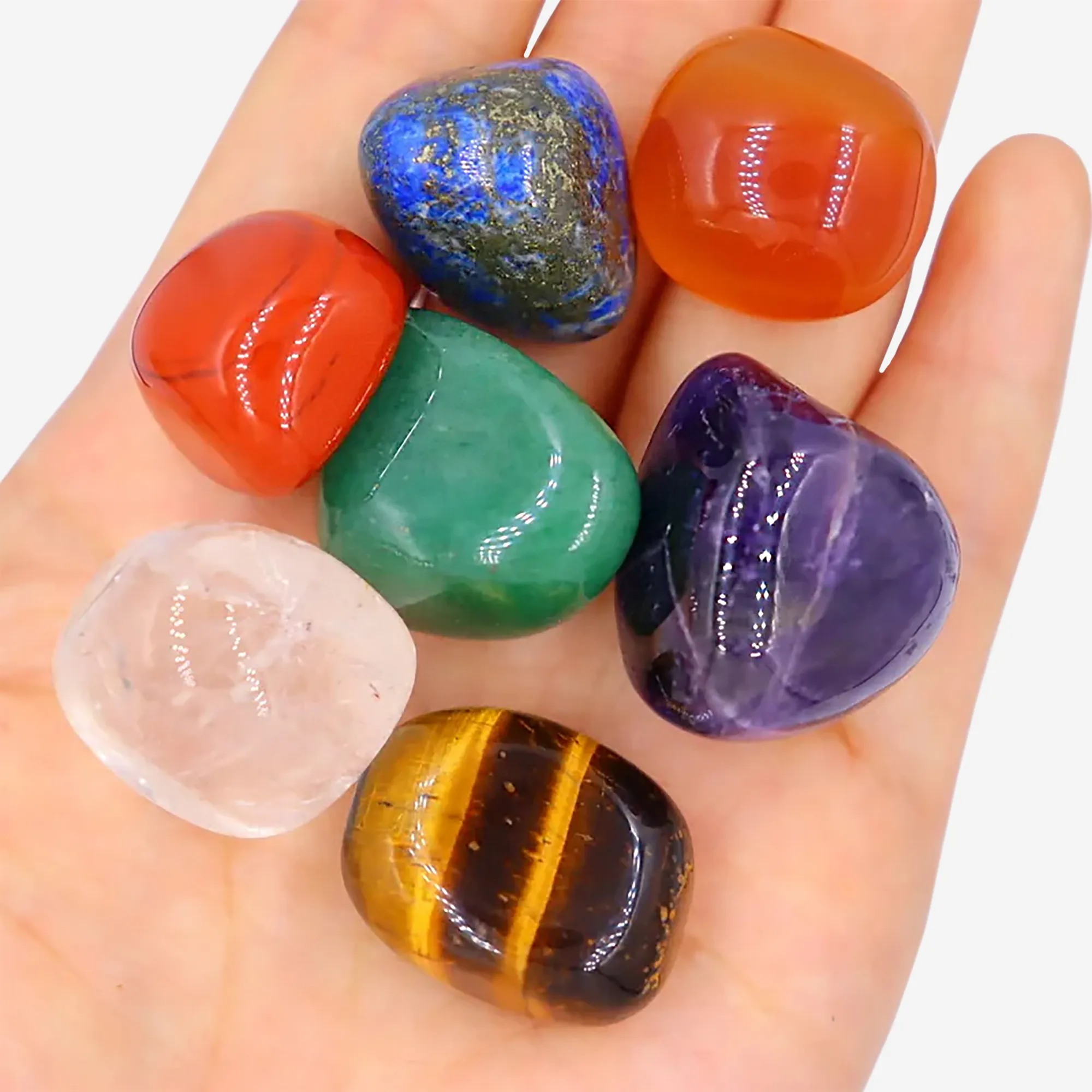 Spirit-Lifting Chakra Health Tumbled Reiki Stones Set of 7