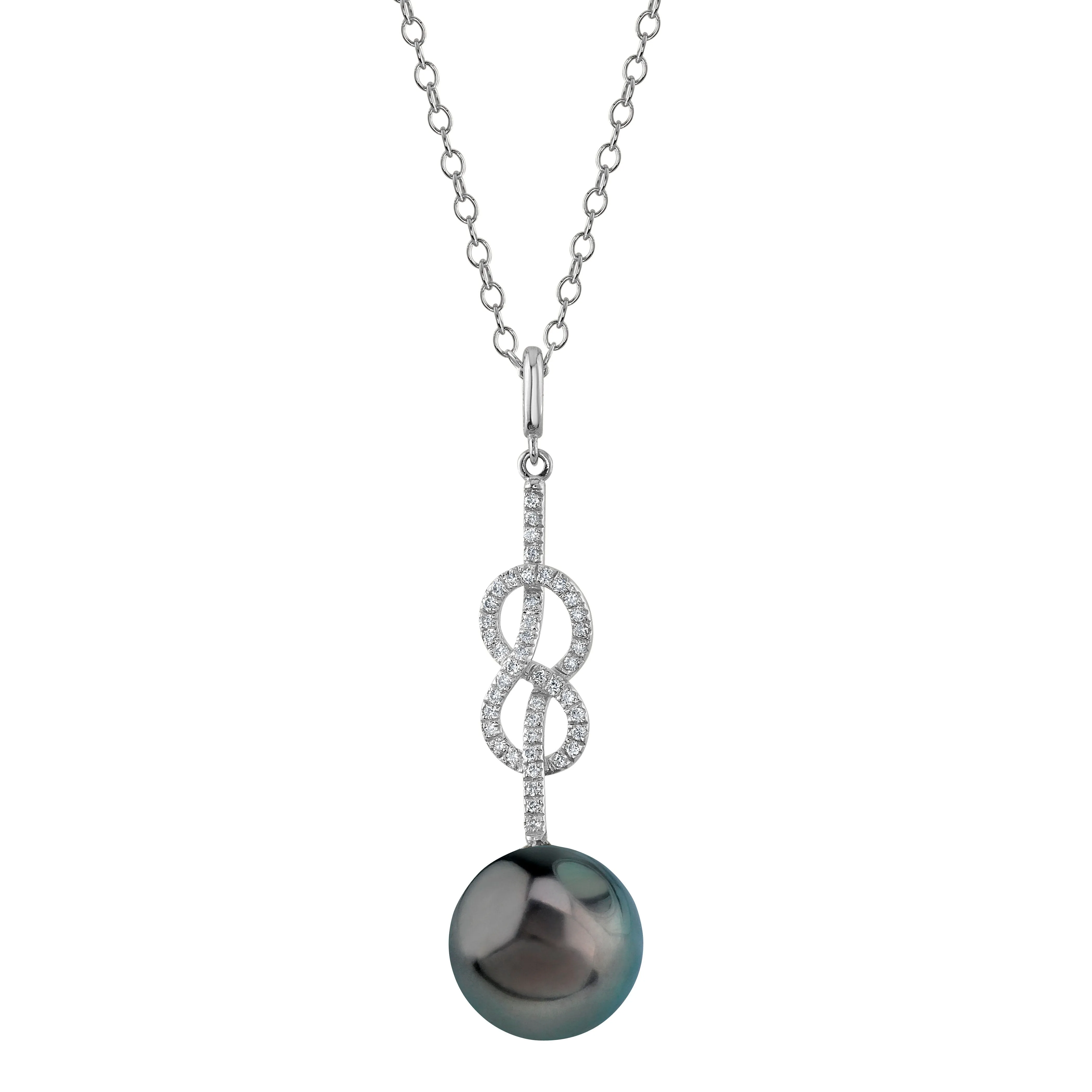 Tahitian South Sea Pearl & Diamond Levana Infinity Pendant