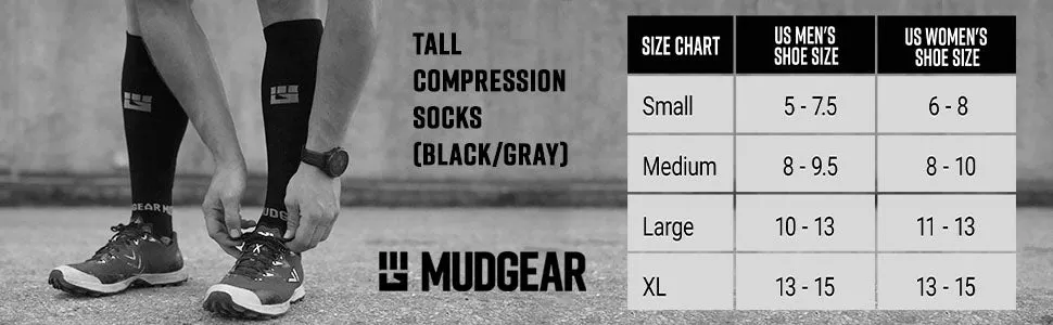 Tall Compression Socks (Black/Gray)