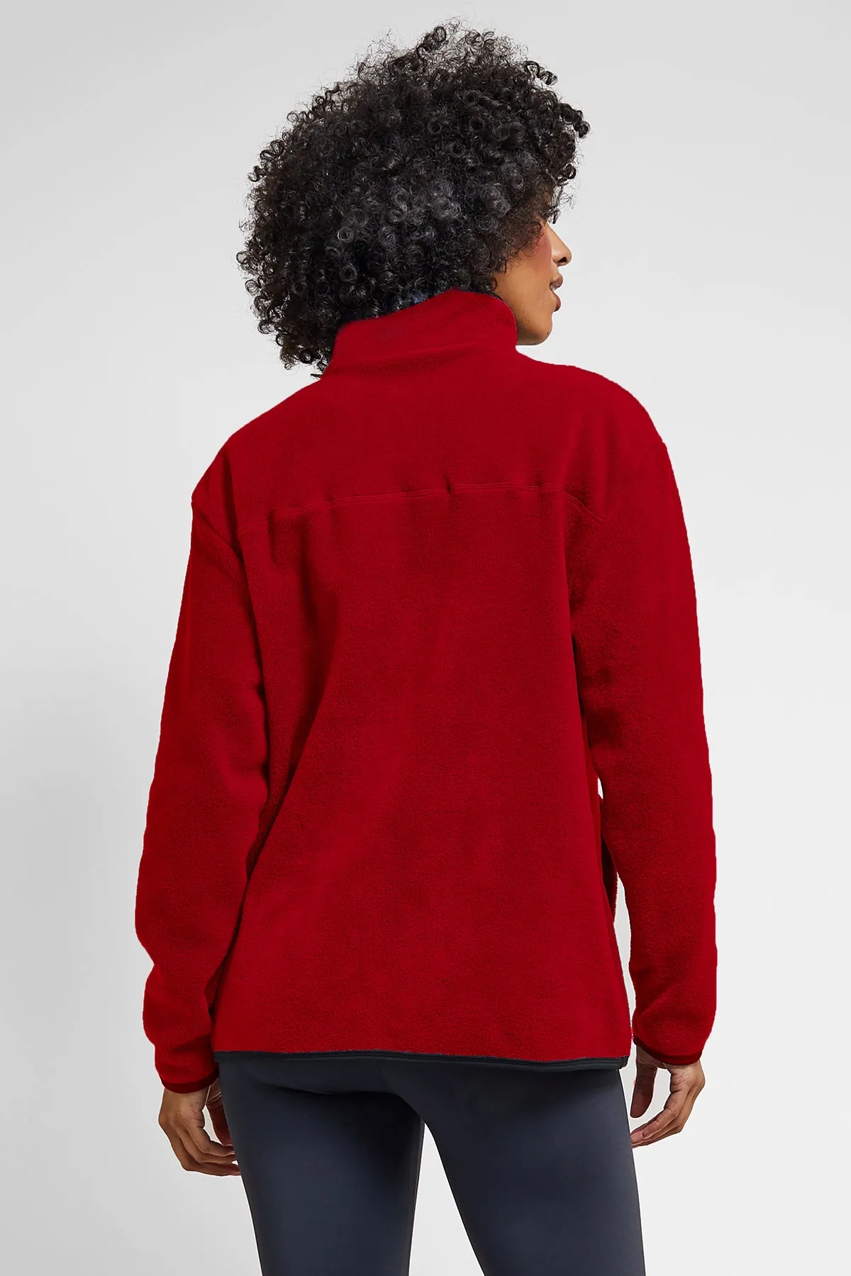 Trimmed Fleece Jacket with Pockets Red