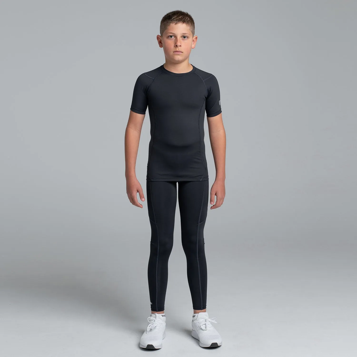 Valour Compression - Boy's Black Short Sleeve Top