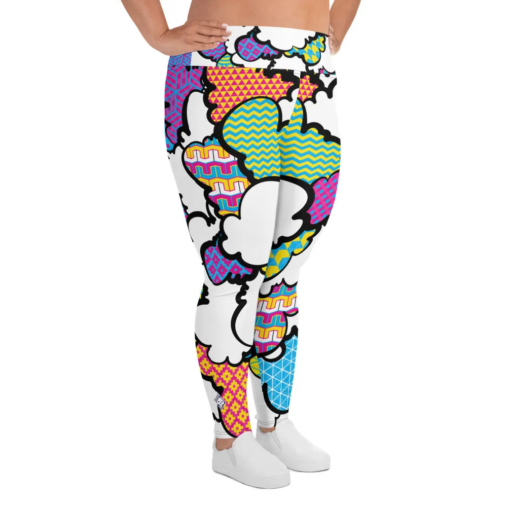 Women's CMYK Graffiti Clouds Plus Size Yoga Pants Workout Leggings For Jiu Jitsu 001