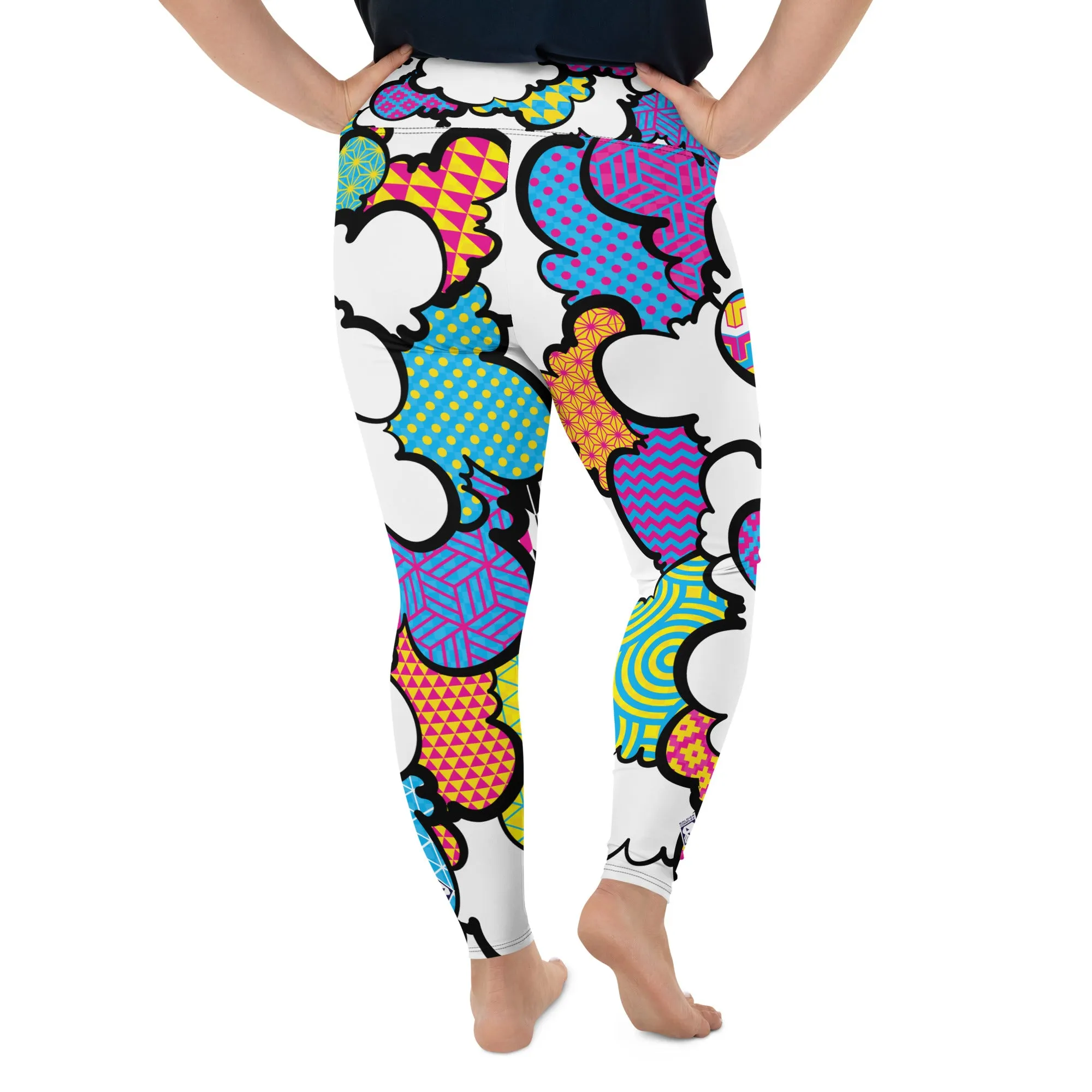 Women's CMYK Graffiti Clouds Plus Size Yoga Pants Workout Leggings For Jiu Jitsu 001