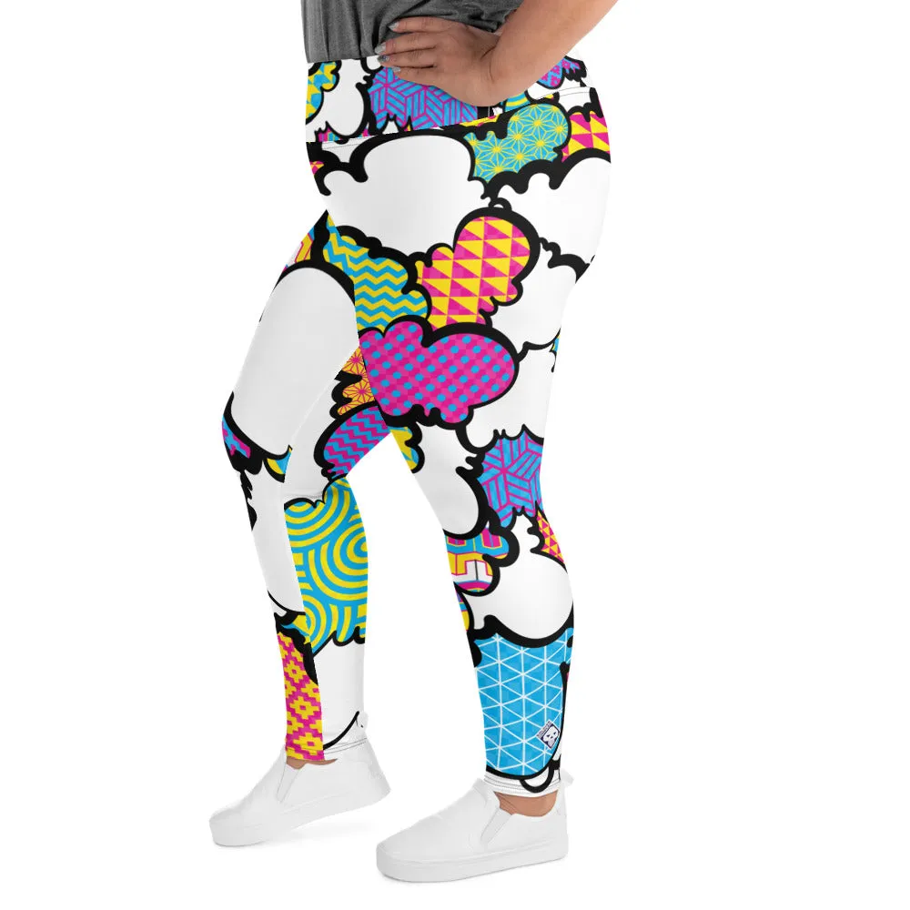 Women's CMYK Graffiti Clouds Plus Size Yoga Pants Workout Leggings For Jiu Jitsu 001