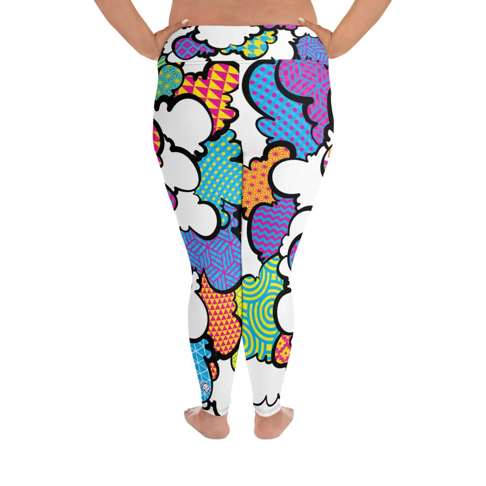 Women's CMYK Graffiti Clouds Plus Size Yoga Pants Workout Leggings For Jiu Jitsu 001