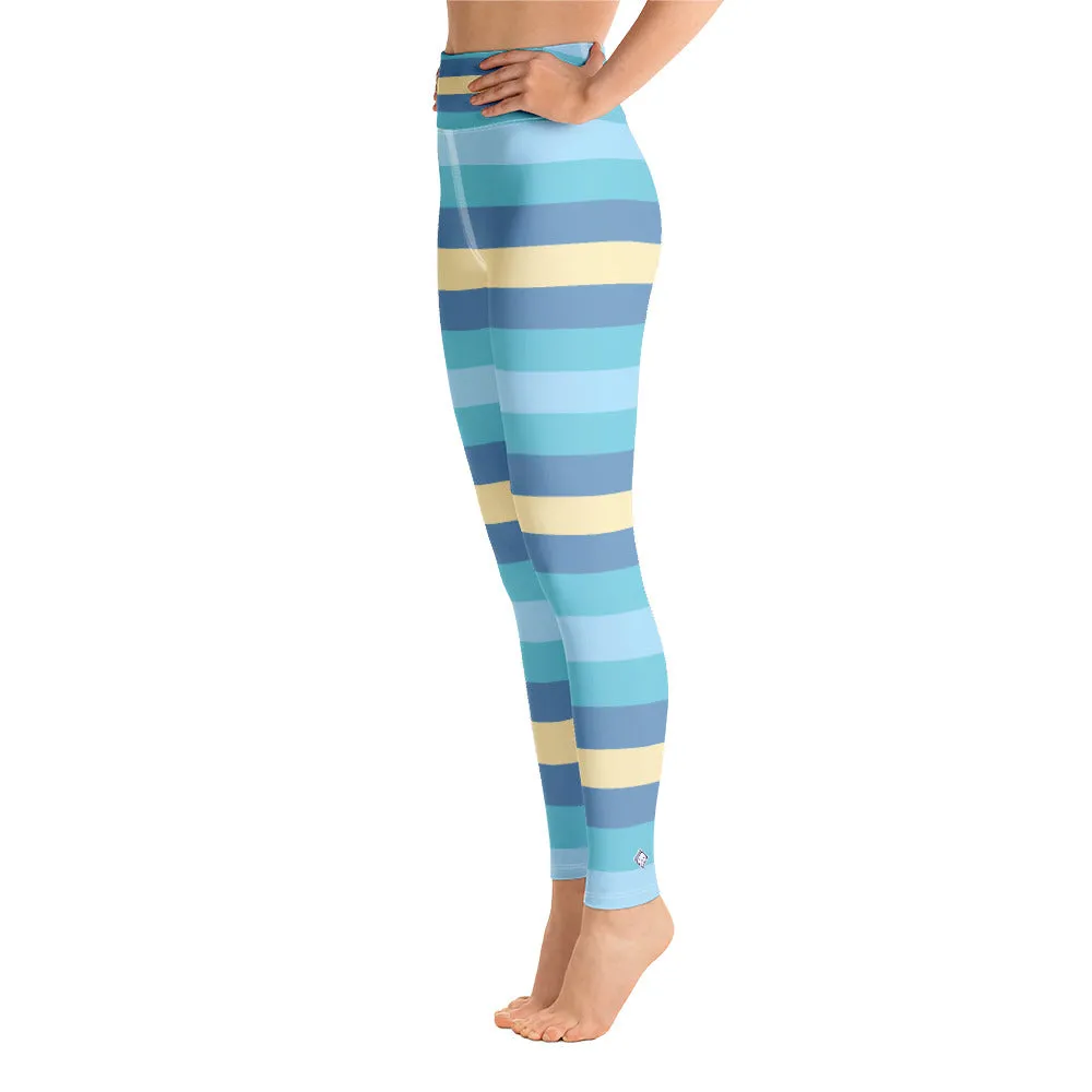 Women's High Waist Striped Jersey Shore Leggings Tights