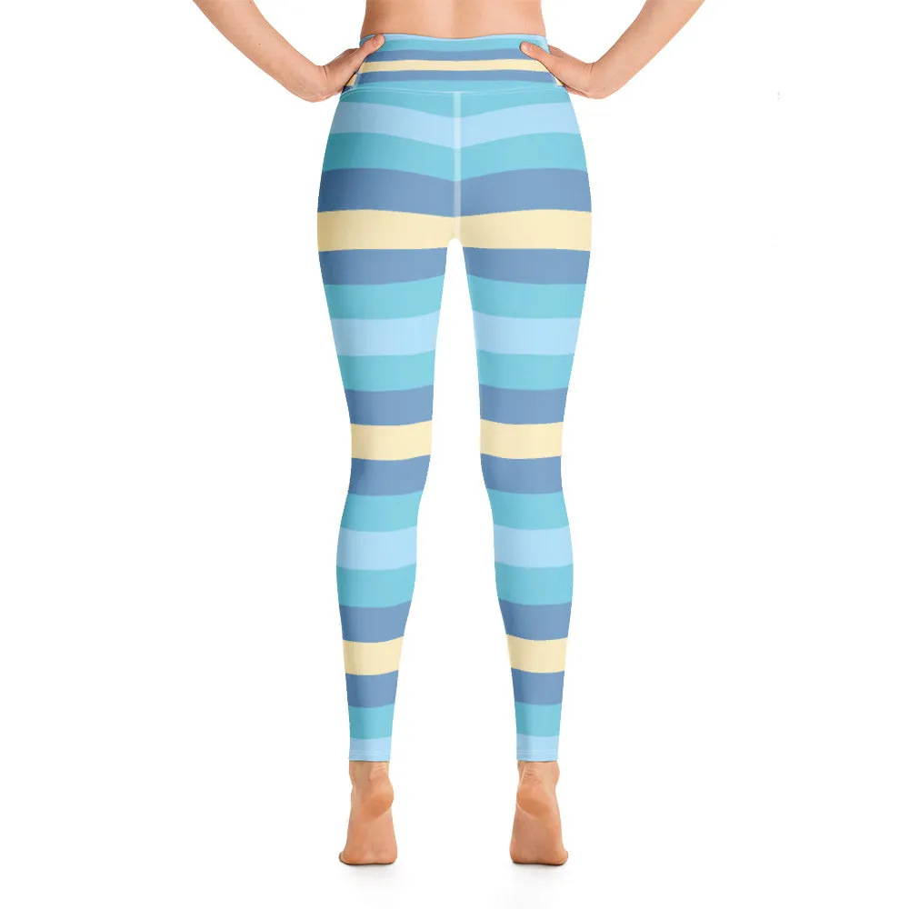 Women's High Waist Striped Jersey Shore Leggings Tights