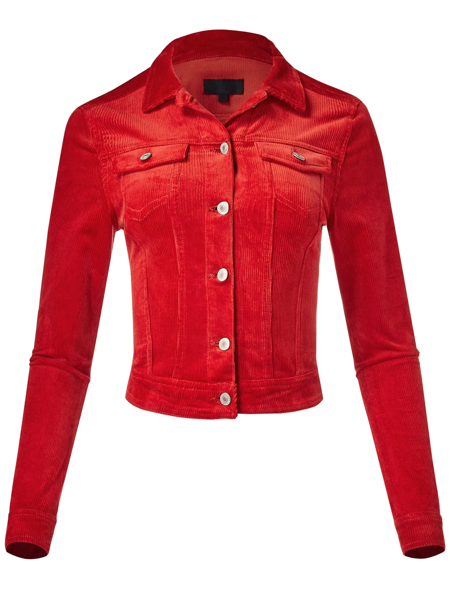 Women's Slim Fit Cropped Trucker Corduroy Jacket (FWJ1128)