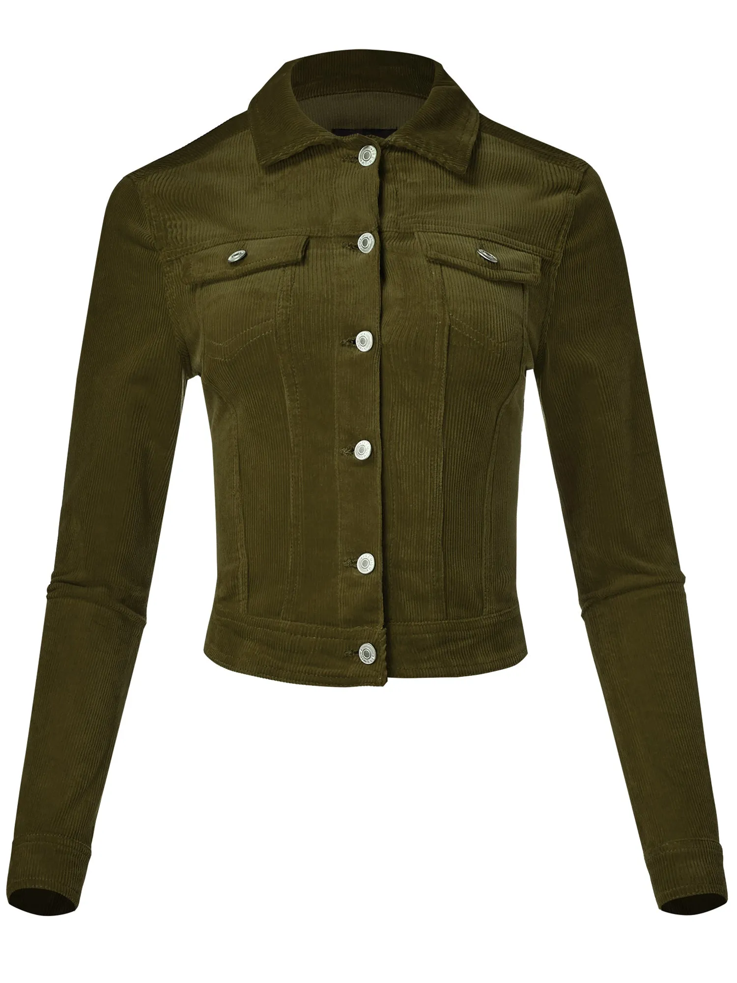 Women's Slim Fit Cropped Trucker Corduroy Jacket (FWJ1128)