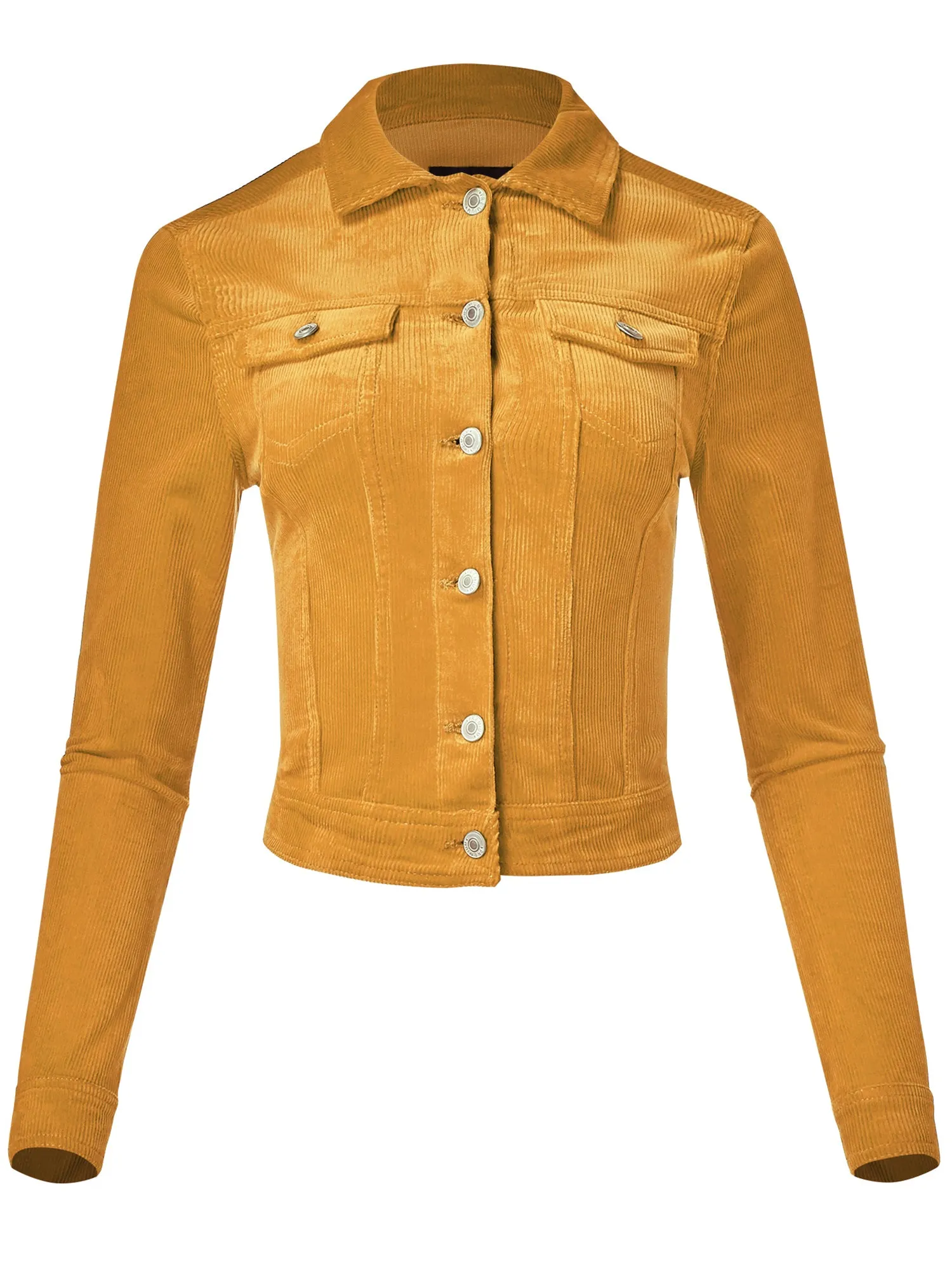 Women's Slim Fit Cropped Trucker Corduroy Jacket (FWJ1128)