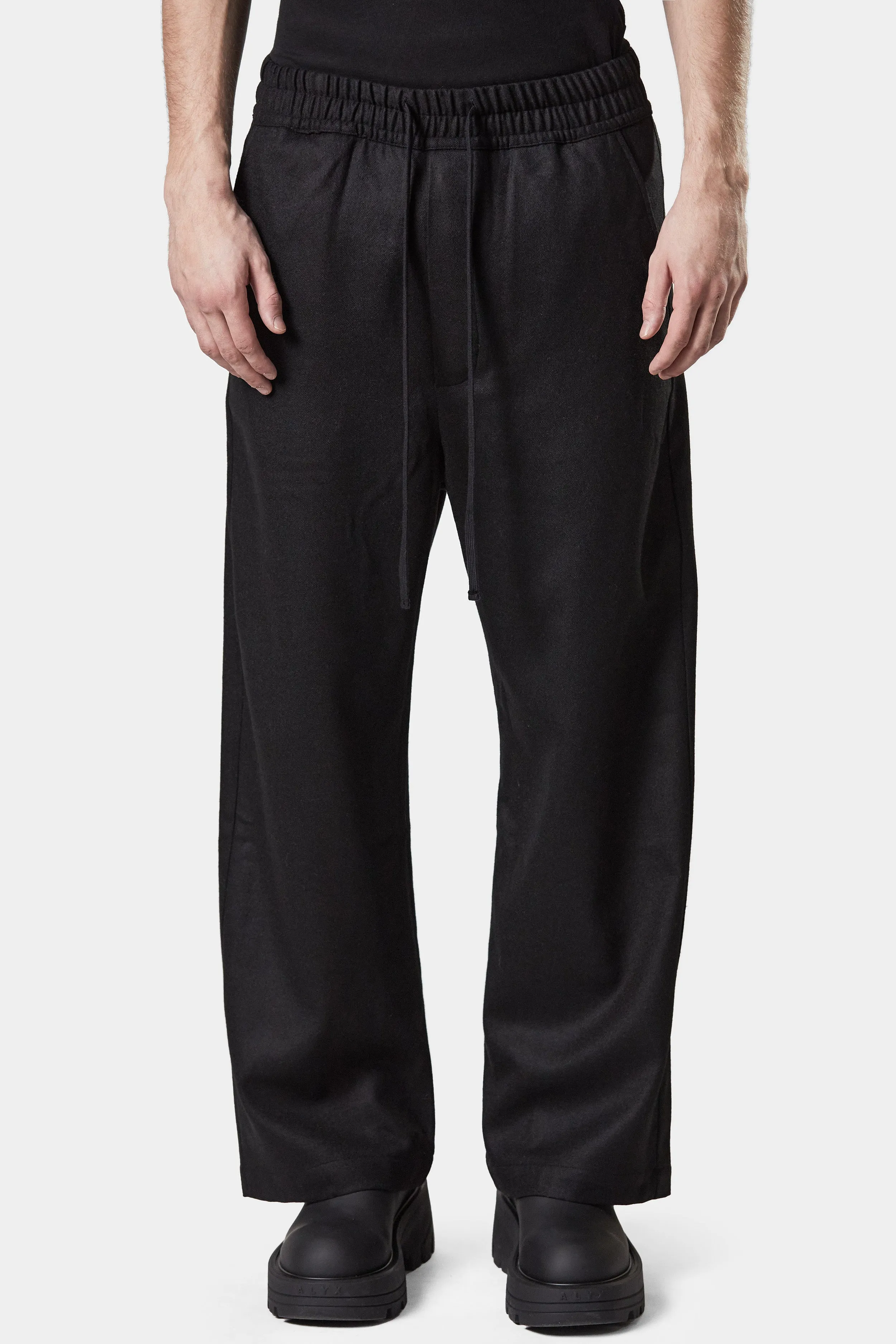 Wool wide drawstring pants